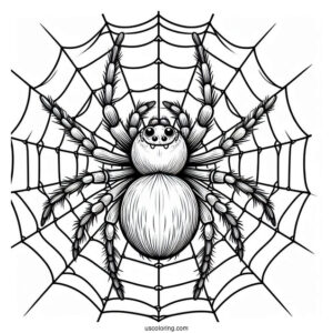 Big Spider On Web Coloring Page