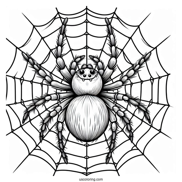 Big Spider On Web Coloring Page