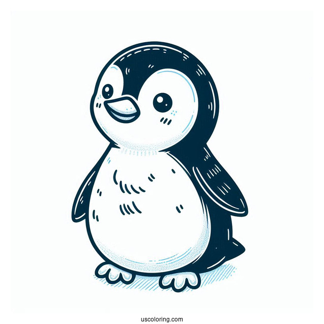Little Blue Penguin Coloring Page For Preschoolers