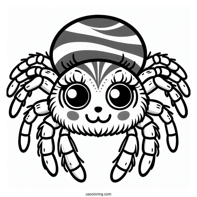 Cute Jumping Spider Coloring Page For Kids