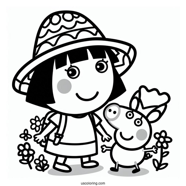 Dora The Explorer Themed Peppa Pig To Color