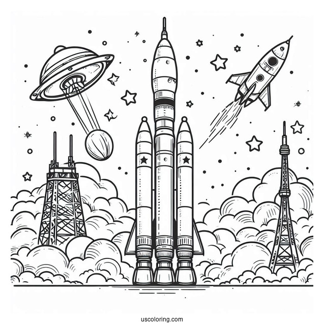 Simple Outline Of Soyuz Rocket To Color