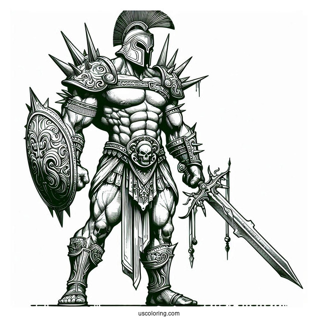 Hulk Coloring Page In Gladiator Armor