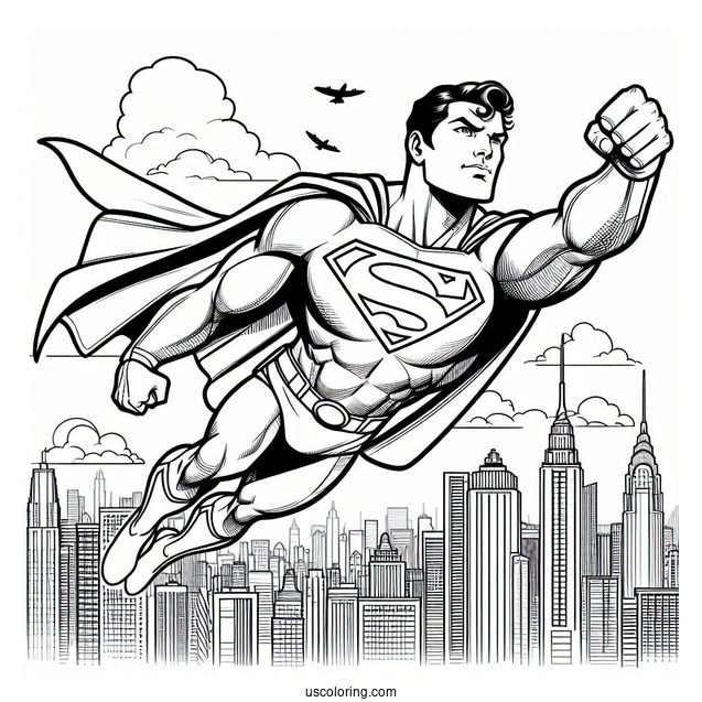 Superman Flying Through City Skyline