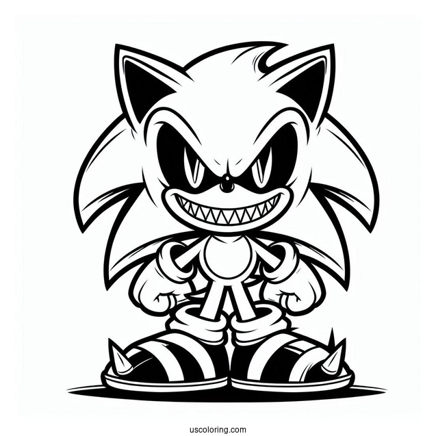 Evil Super Sonic Coloring Page With Sharp Teeth