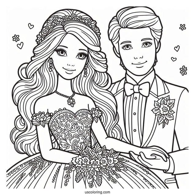 Barbie And Ken Coloring Page For Kids