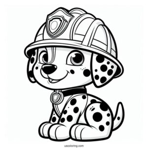 Dalmatian Marshall With Helmet To Color
