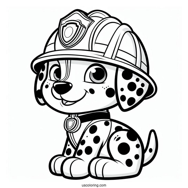 Dalmatian Marshall With Helmet To Color