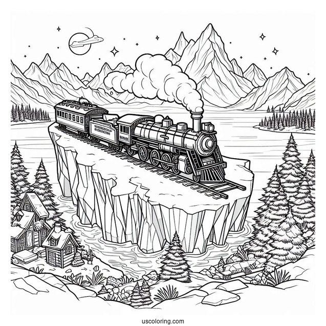 Polar Express Coloring Page Of On An Iceberg