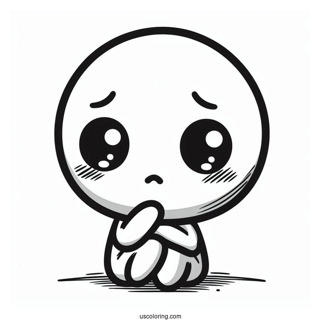 Cute Outline Of Shy Guy Coloring Page For Kids