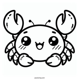 Kawaii Smiling Crab Coloring Page For Preschoolers