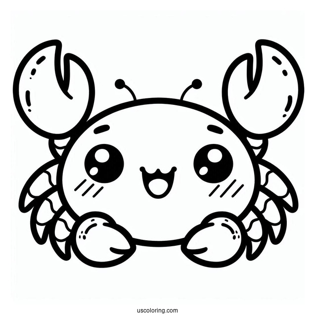 Kawaii Smiling Crab Coloring Page For Preschoolers