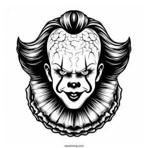 Scary Pennywise Coloring Page Of Face For Kids