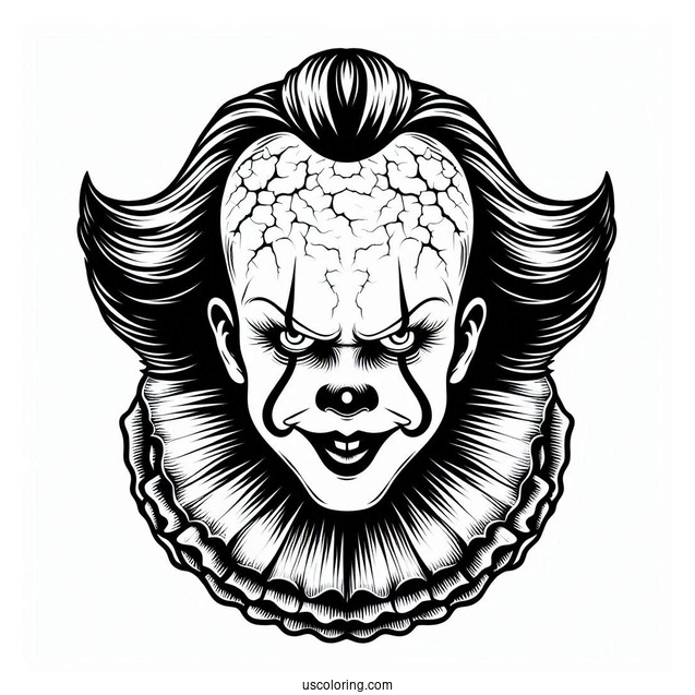 Scary Pennywise Coloring Page Of Face For Kids