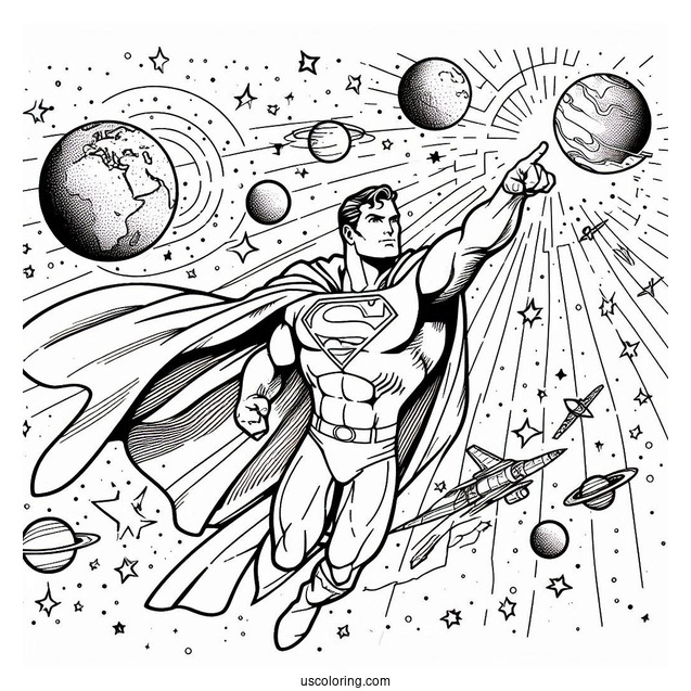 Superman With Cape Coloring Page