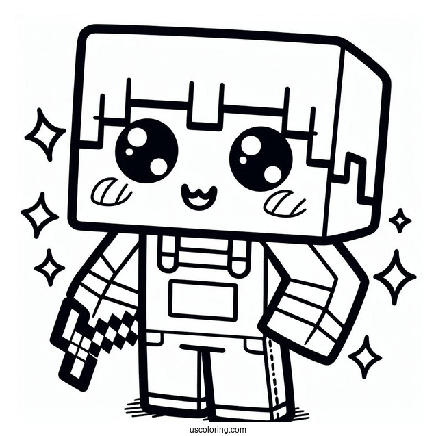 Cute Kawaii Minecraft Steve For Coloring