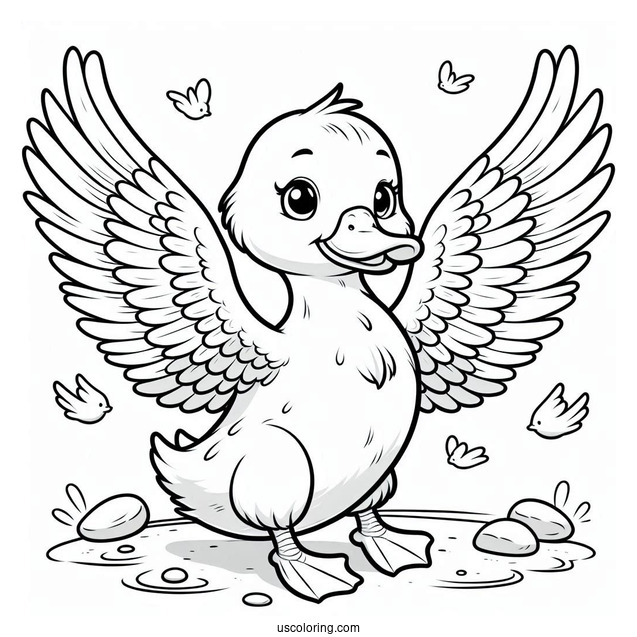 Duck With Wings Open Ready To Fly