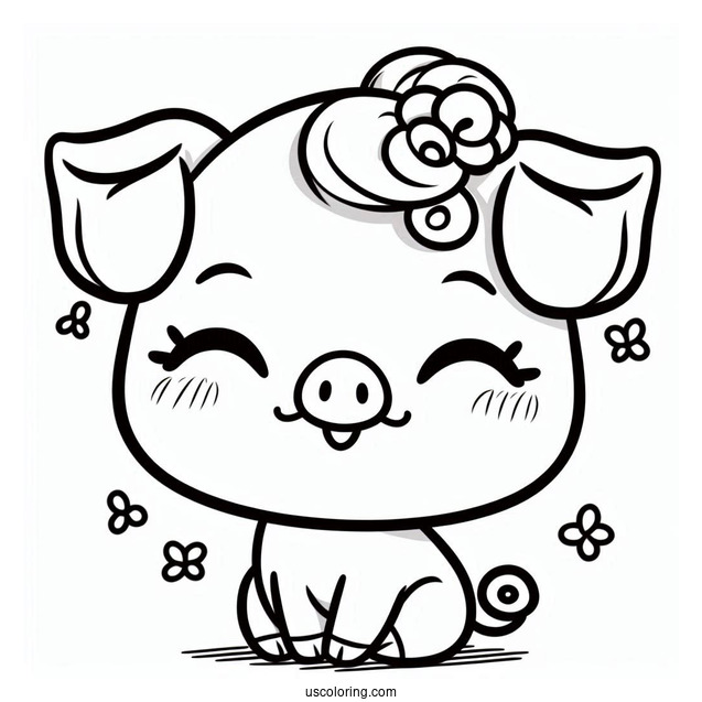 Piglet Coloring Page Smiling Face For Kids