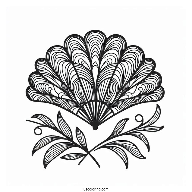 Fan Flower Pattern Coloring Page