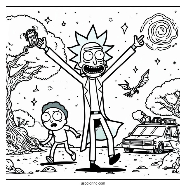 Rick and Morty Coloring Page Of Easy Rick Sanchez Outline For Preschoolers