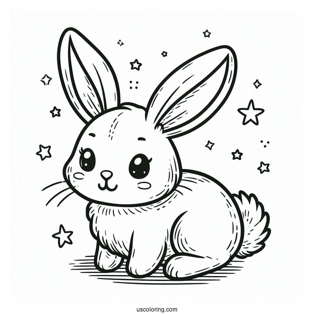 Cute Rabbit With Big Floppy Ears To Color