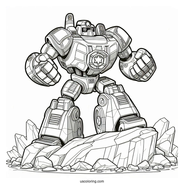 Detailed Rescue Bots Coloring Page Of Boulder In The City