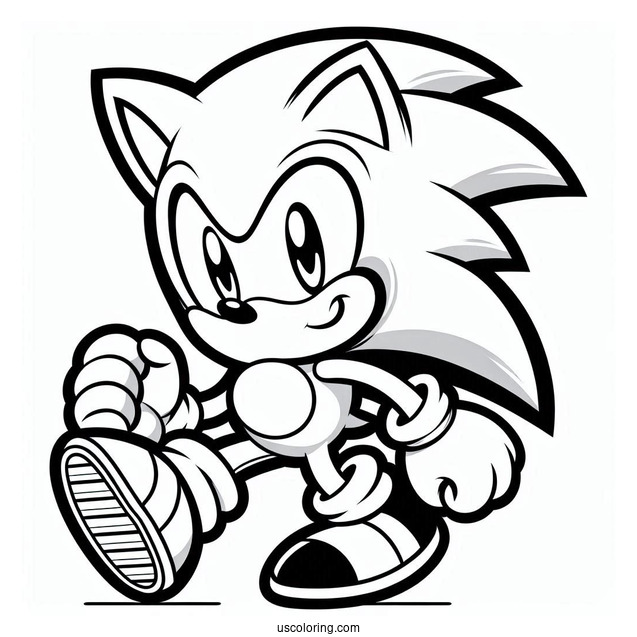 Smiling Sonic Coloring Sheet