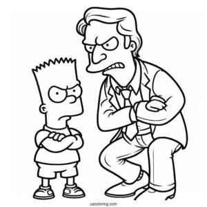 Simpsons Coloring Pages Of Combic Book Guy Jeff Albertson Frowning At Bart Simpson