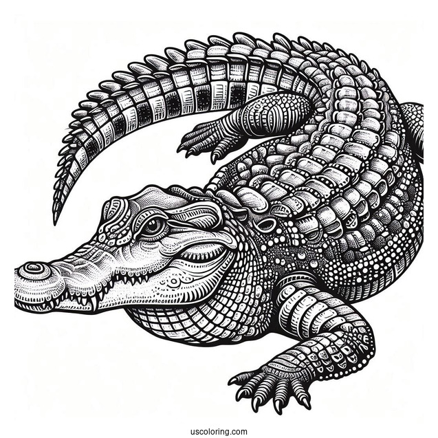 Detailed African Nile Crocodile To Color