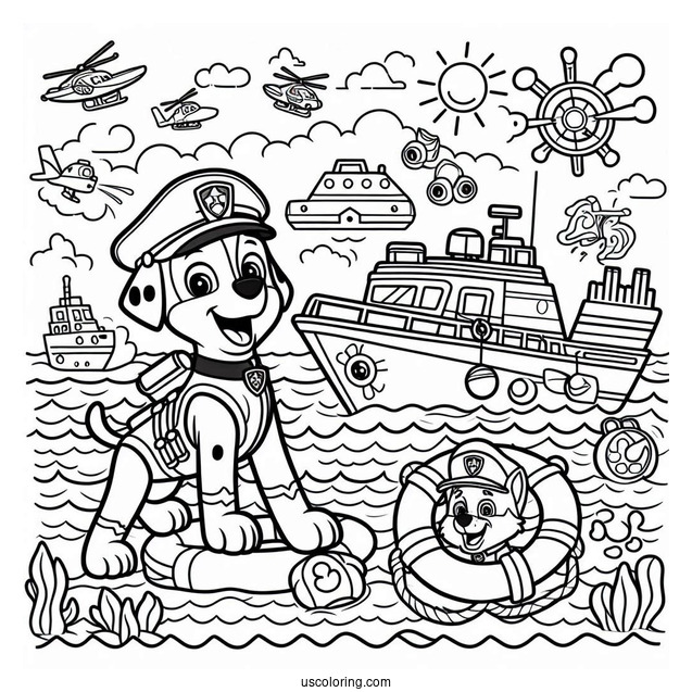 Sea Rescue Paw Patrol Coloring Sheet