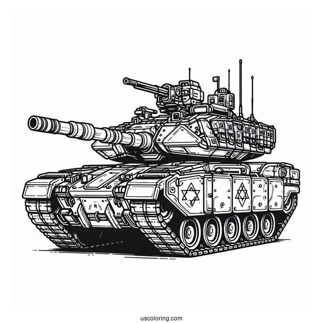 Intricate Merkava Mk4 Israel Tank to Color