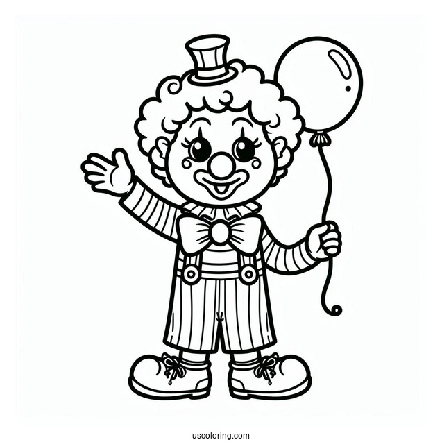 Easy Coloring Page of Clown for Preschoolers