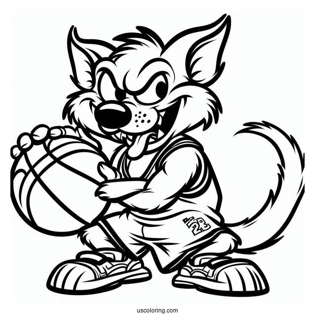 Easy Outline Of Tasmanian Devil Holding Basketball Space Jam Coloring Page