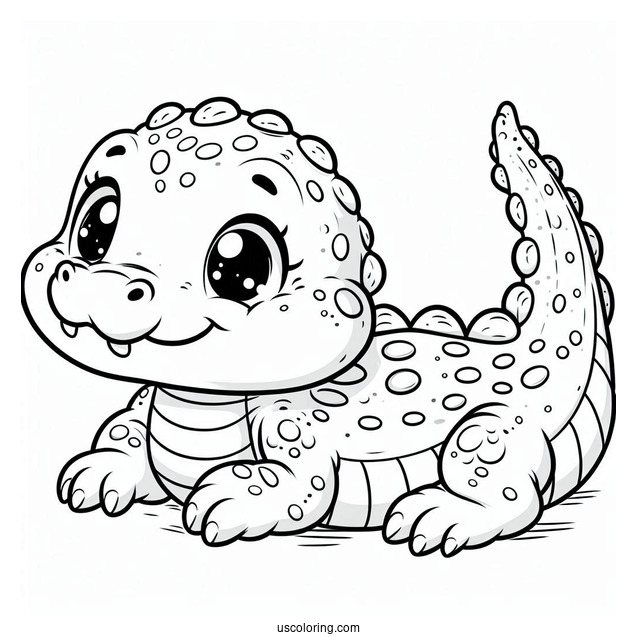 Baby Crocodile Coloring Page For Kids