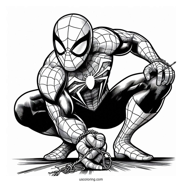 Spider-Man In Web Suit To Color
