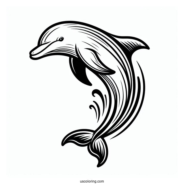 Dolphin Leaping Out Of Water To Color