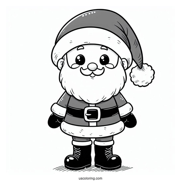 Jolly Looking Santa In Red Suits With Black Boots