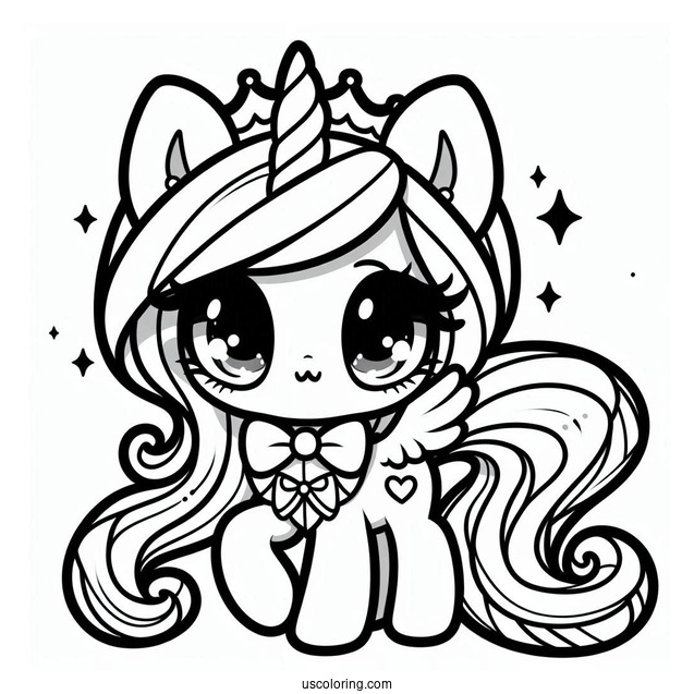 Kawaii Chibi Rarity Coloring Page For Preschoolers