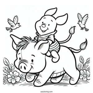 Piglet Coloring Page And Winnie The Pooh Riding On Eeyore