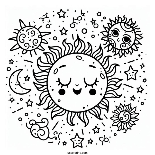 Easy Sun To Color For Preschoolers
