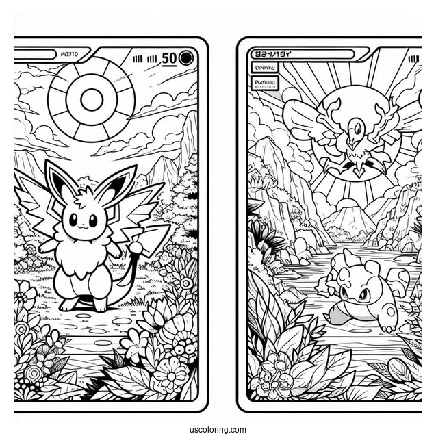 Pokemon Card Back Cover Coloring Sheet For Kids