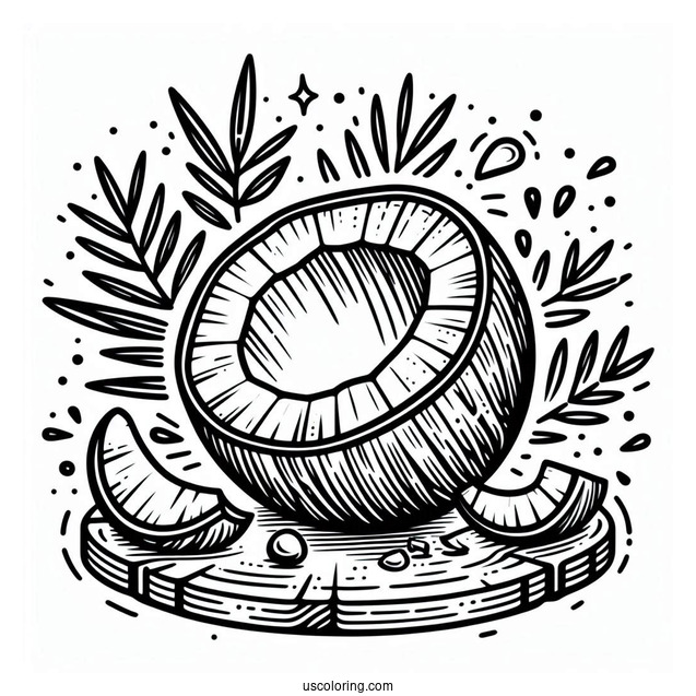 Halved Coconut Coloring Page For Kids