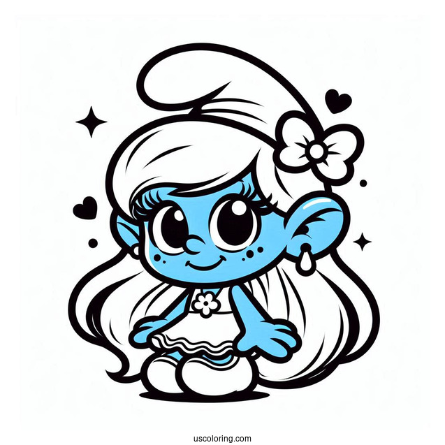 Kawaii Smurfette Coloring Sheet