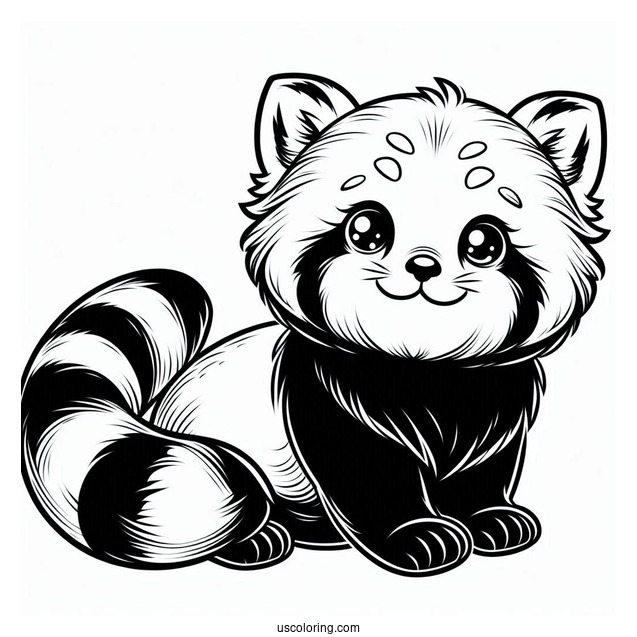 Cute Red Panda To Color