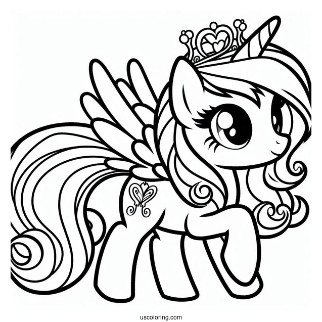 Outline of Princess Rainbow Dash for Preschoolers