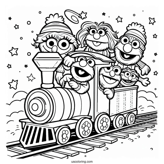 Baby Muppets Coloring Page Of Riding The Train
