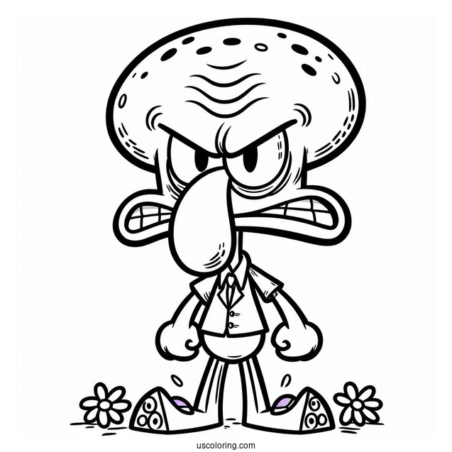 Angry Squidward Coloring Page Inside The Krusty Krab