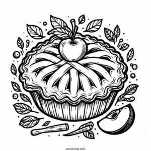 Apple Pie Coloring Page For Kids