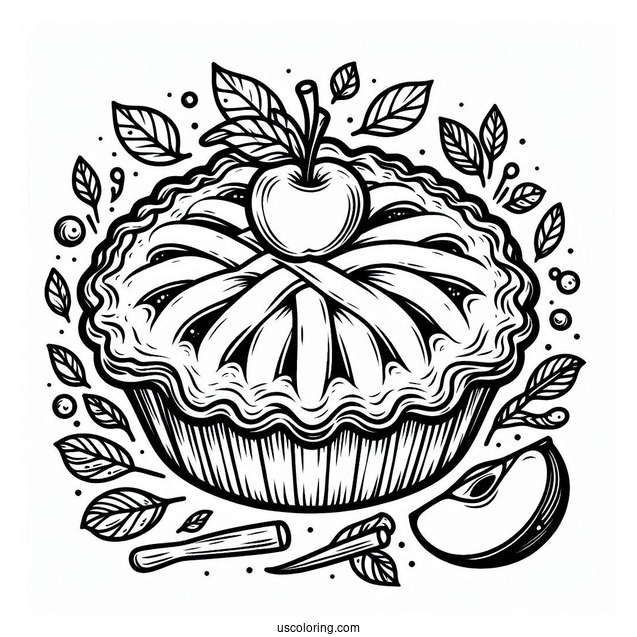 Apple Pie Coloring Page For Kids