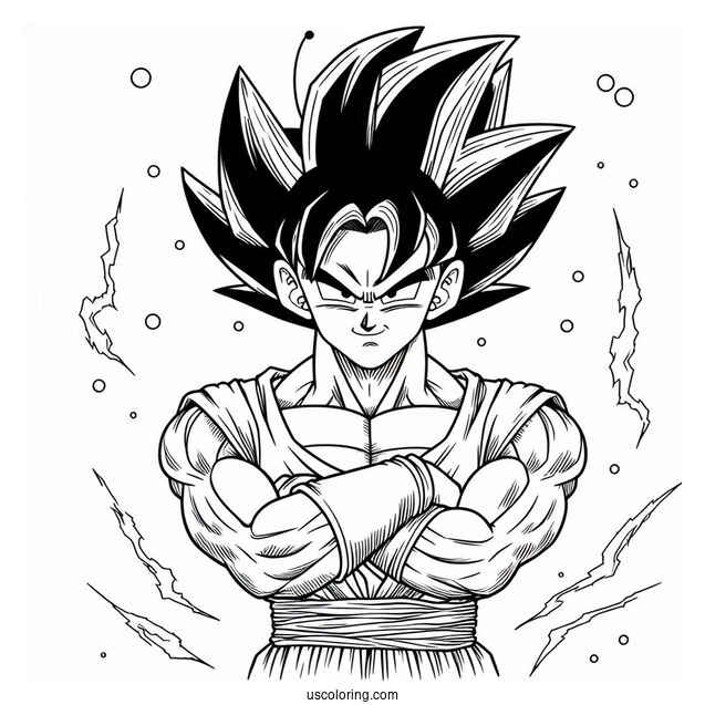 Dragon Ball Z Coloring Page Of Raditz Standing with Arms Crossed